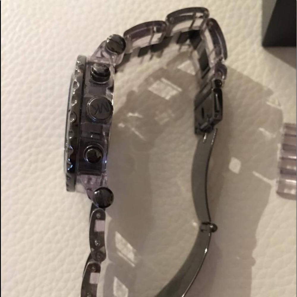 Gray and Clear Acrylic Oversized Chronograph Watch - Picture 6 of 10